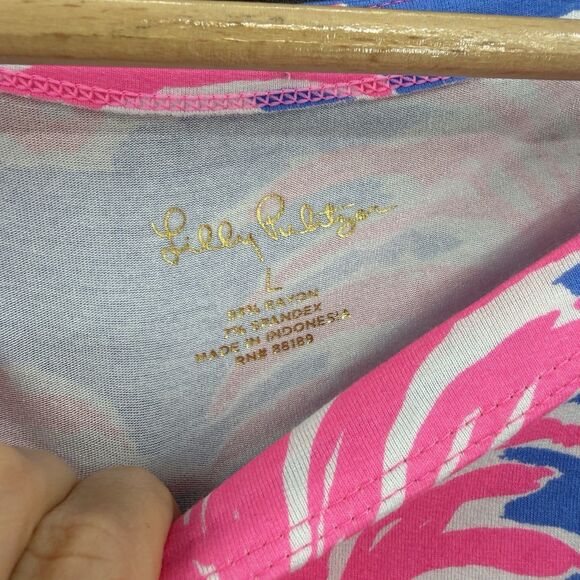 EUC LILLY PULITZER SOPHIE UPF 50+ TROPICAL PINEAPPLE PINK AND BLUE DRESS LARGE - Picture 3 of 6